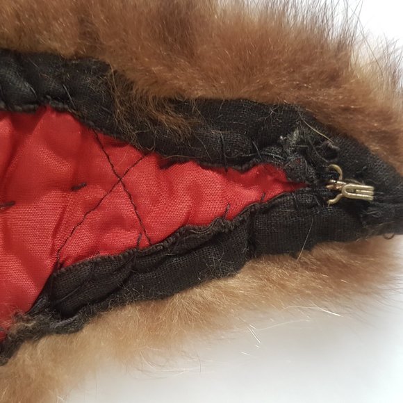 Brown Raccoon Fur Scarf, Vintage Raccoon Fur Collar - Picture 8 of 13
